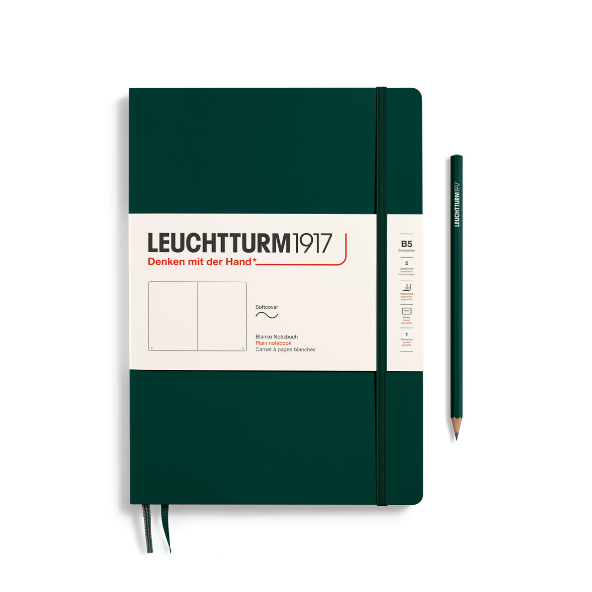 LEUCHTTURM 1917 Carnet de notes Couverture souple Forest Green, Composition (B5), 123 p., blanc