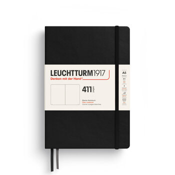LEUCHTTURM 1917 Carnet de notes Couverture rigide Noir, Medium (A5), 411 p., blanc
