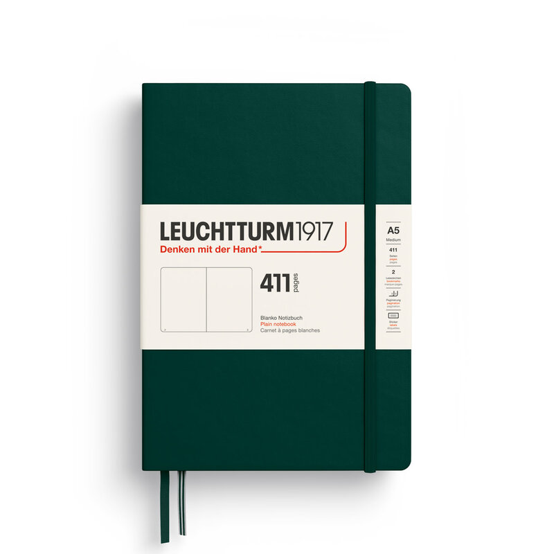 LEUCHTTURM 1917 Carnet de notes Couverture rigide Forest Green, Medium (A5), 411 p., blanc