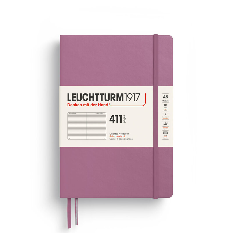 LEUCHTTURM 1917 Carnet de notes Couverture rigide Dusty Rose, Medium (A5), 411 p., ligné