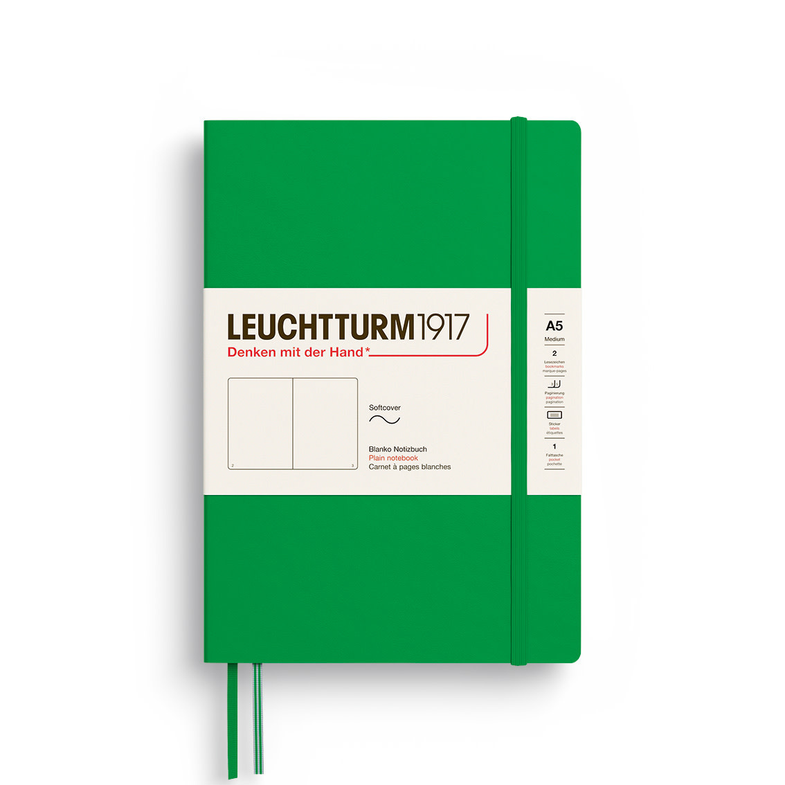 LEUCHTTURM 1917 Carnet De Notes Couverture Souple Spring Leaf, Medium (A5), 123 P.,Blanc