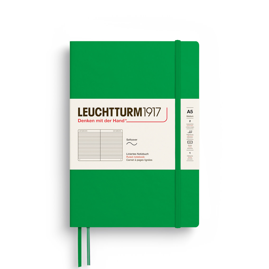 LEUCHTTURM 1917 Carnet De Notes Couverture Souple Spring Leaf, Medium (A5), 123 P.,Ligné