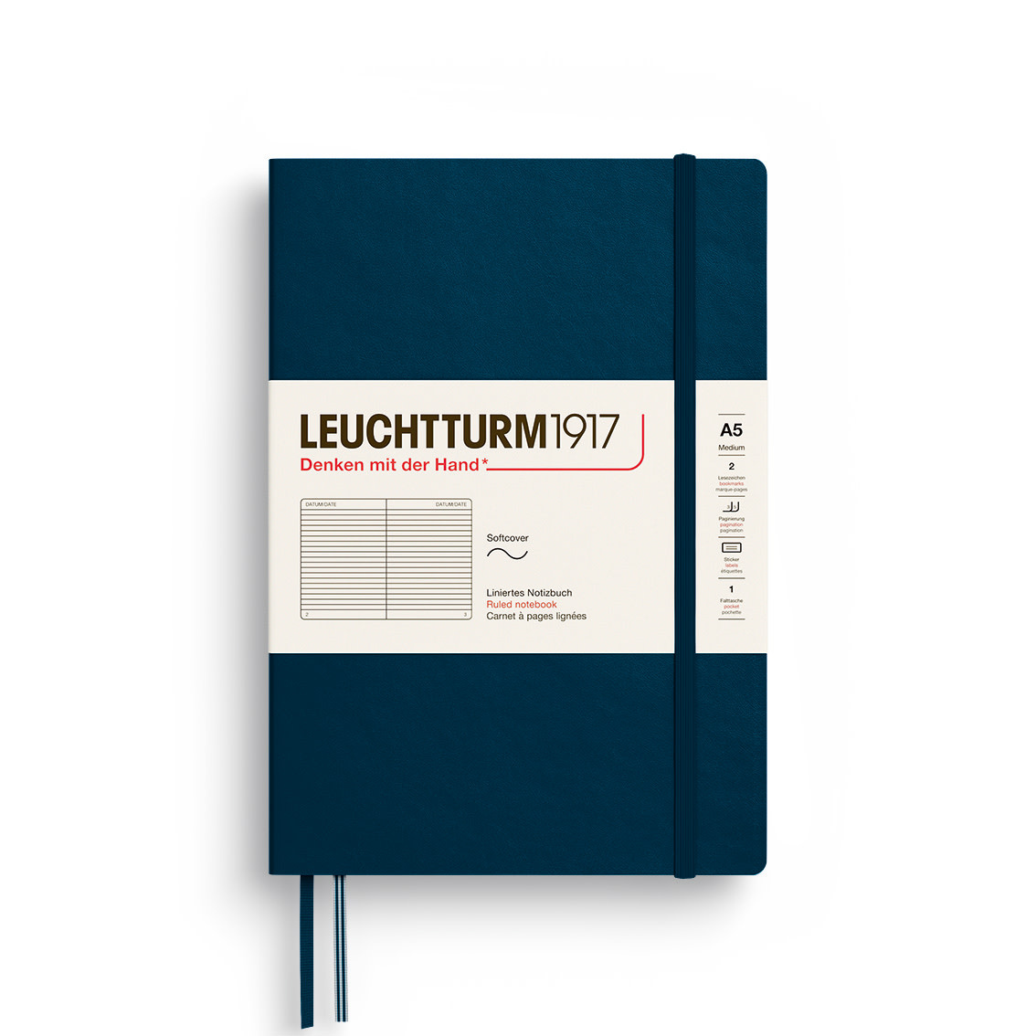 LEUCHTTURM 1917 Carnet De Notes Couverture Souple Deep Sea, Medium (A5), 123 P.,Ligné