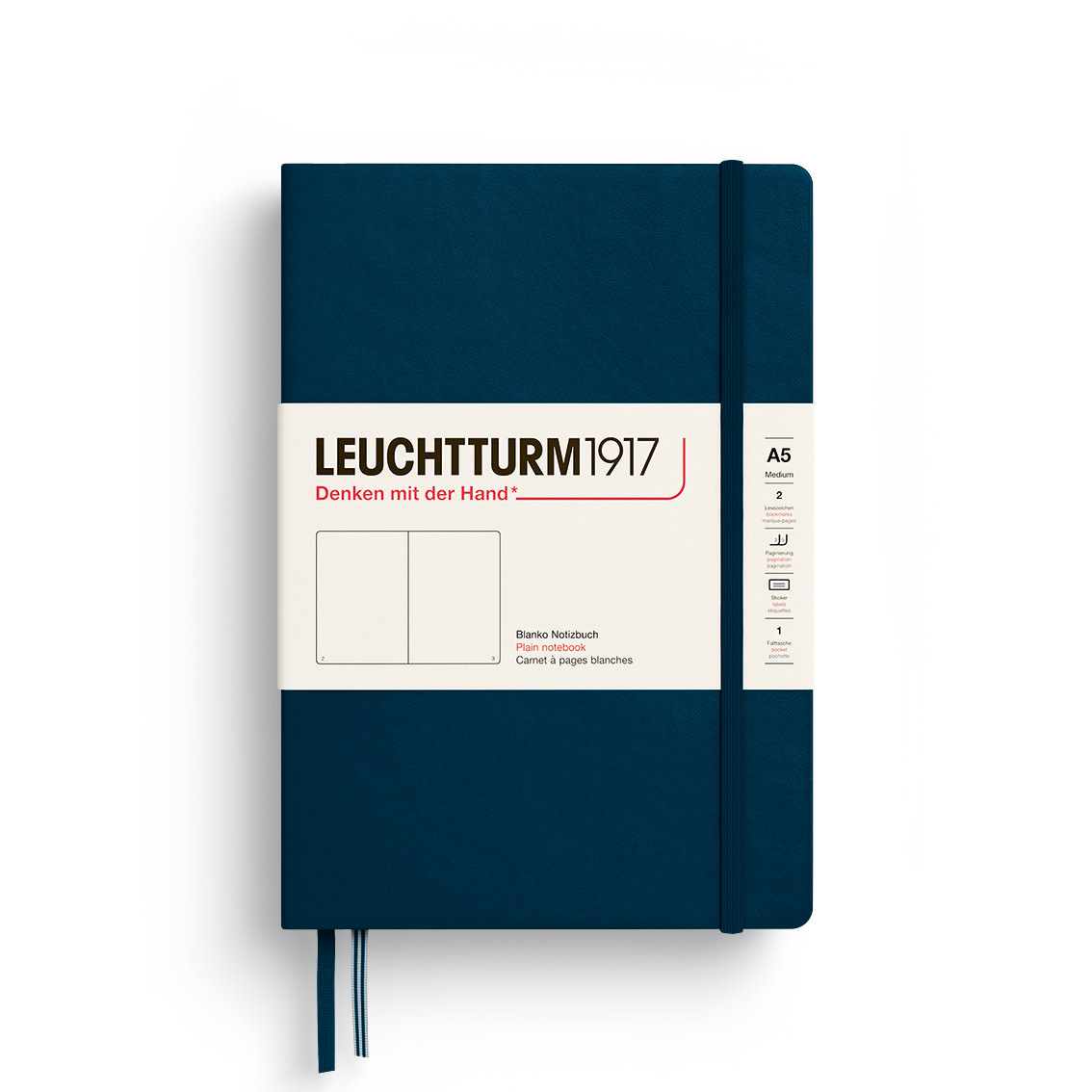 LEUCHTTURM 1917 Carnet De Notes Couverture Rigide Deep Sea, Medium (A5), 251 P.,Blanc