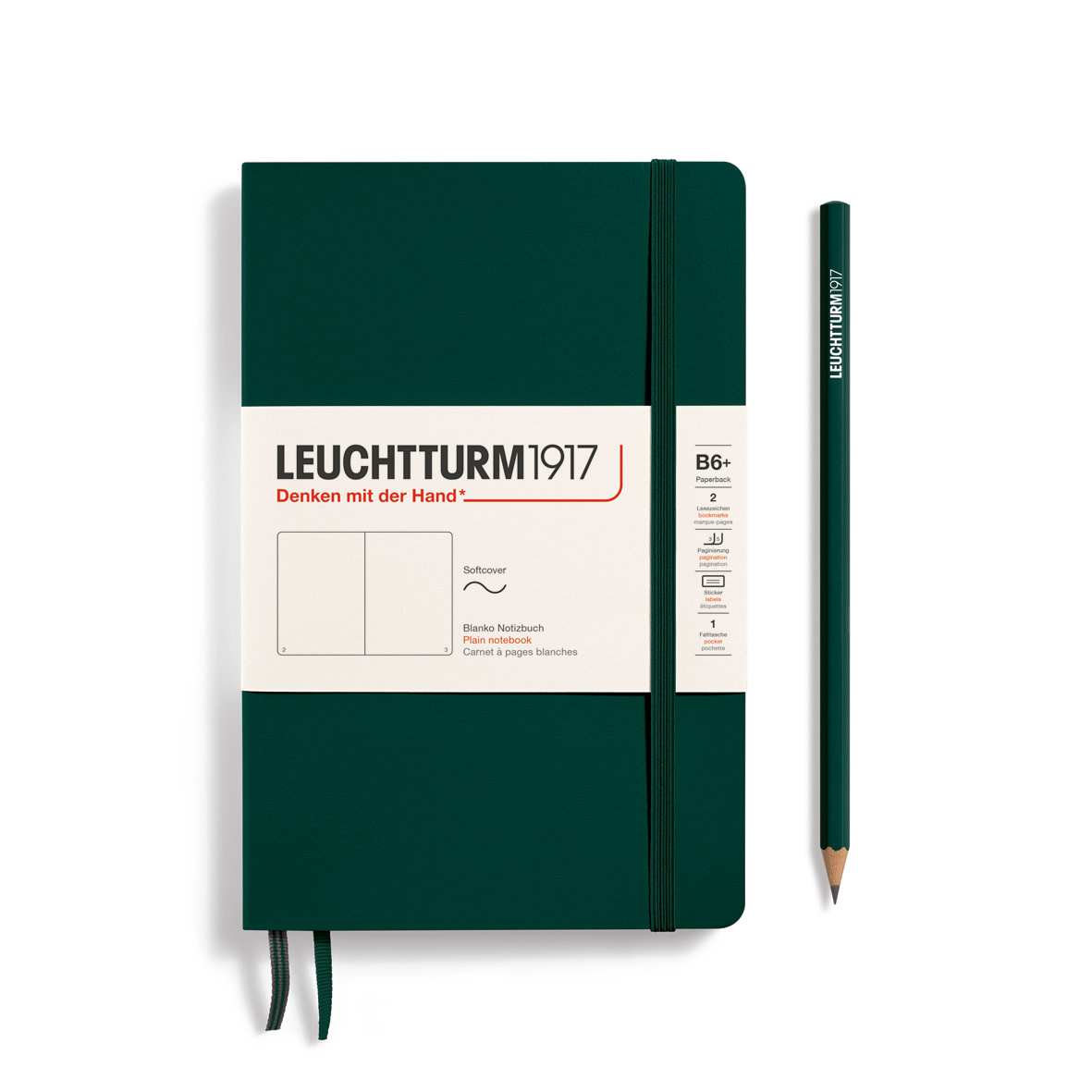 LEUCHTTURM 1917 Carnet de notes Couverture souple Forest Green, Paperback (B6+), 123 p., blanc
