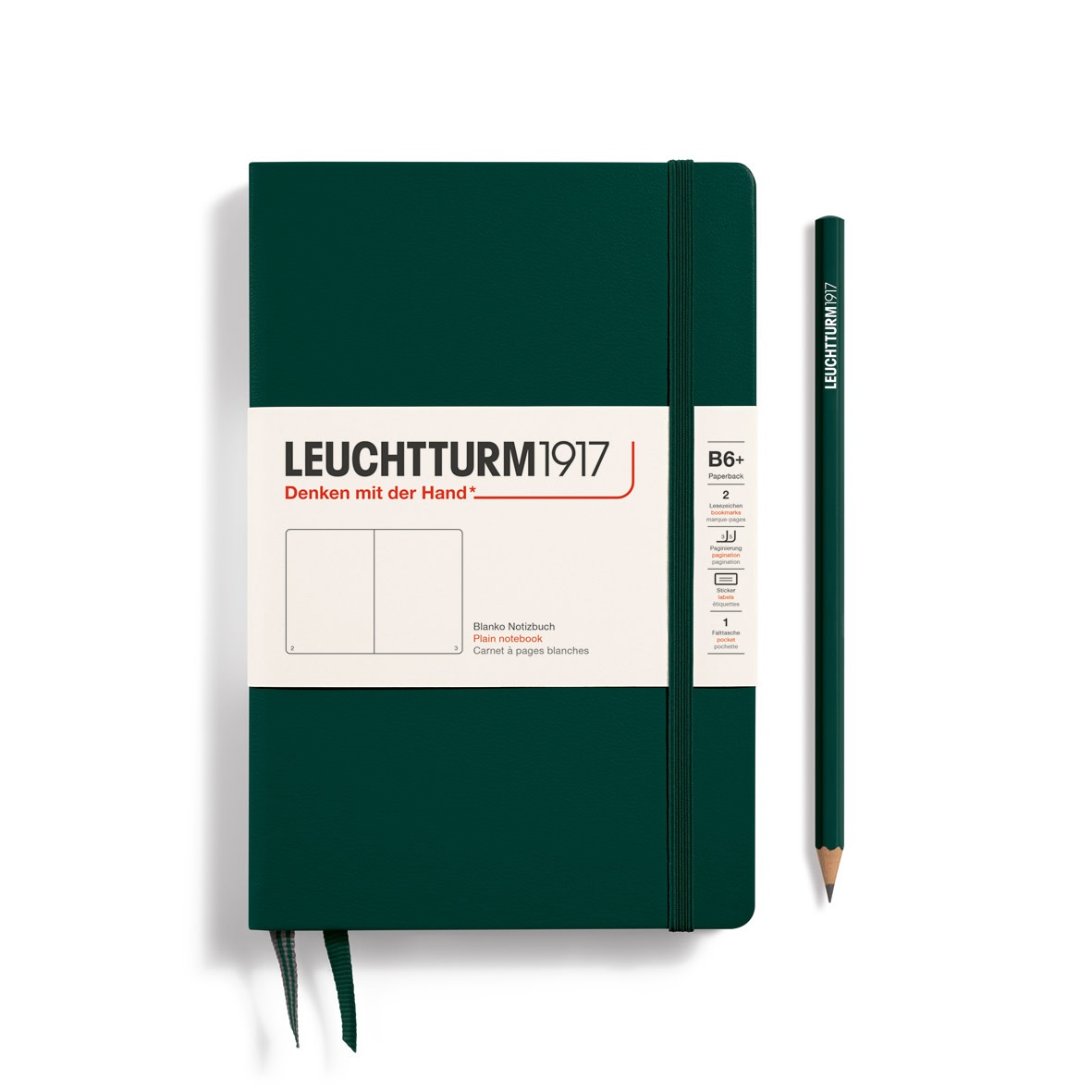 LEUCHTTURM 1917 Carnet de notes Couverture rigide Forest Green, Paperback (B6+), 219 p., blanc