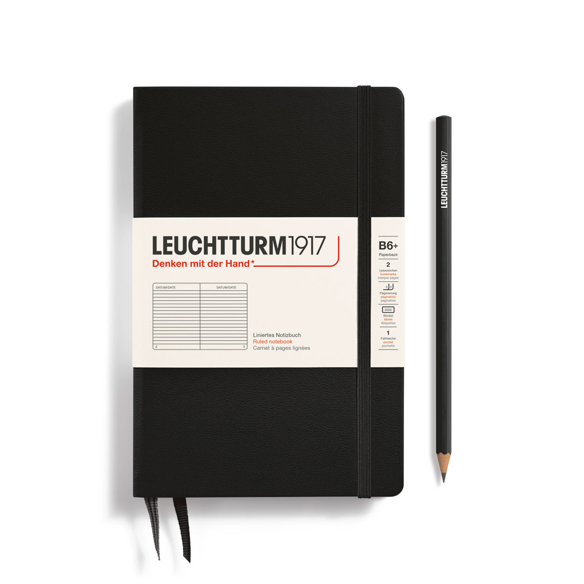 LEUCHTTURM 1917 Carnet de notes Couverture rigide Noir, Paperback (B6+), 219 p., ligné