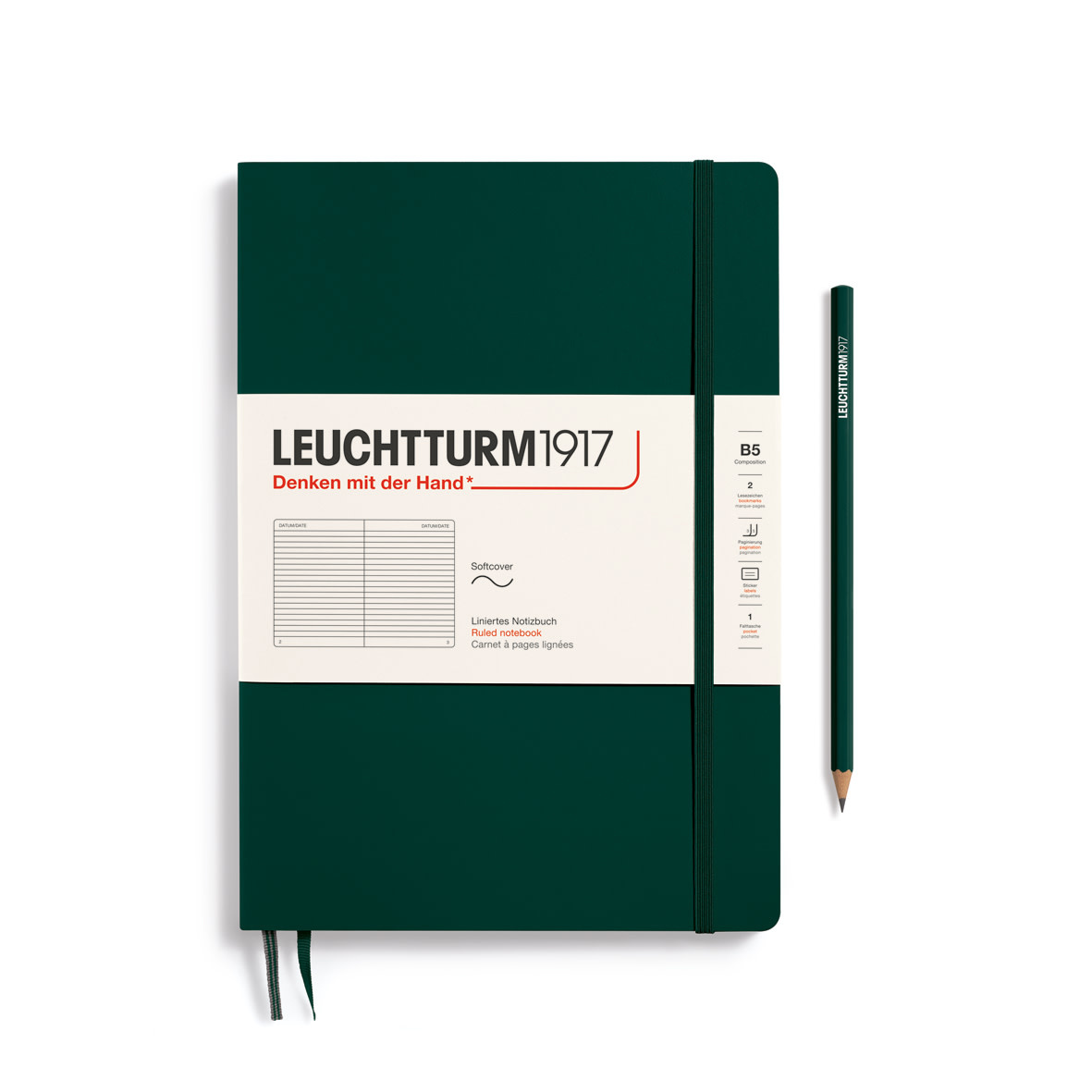 LEUCHTTURM 1917 Carnet de notes Couverture souple Forest Green, , Composition (B5), 123 p., ligné