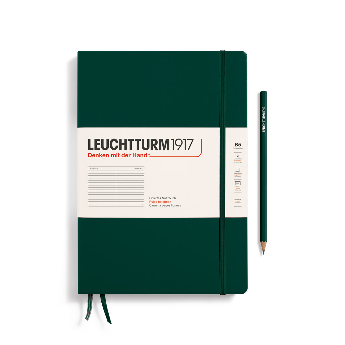 LEUCHTTURM 1917 Carnet de notes Couverture rigide Forest Green, Composition (B5), 219 p., ligné
