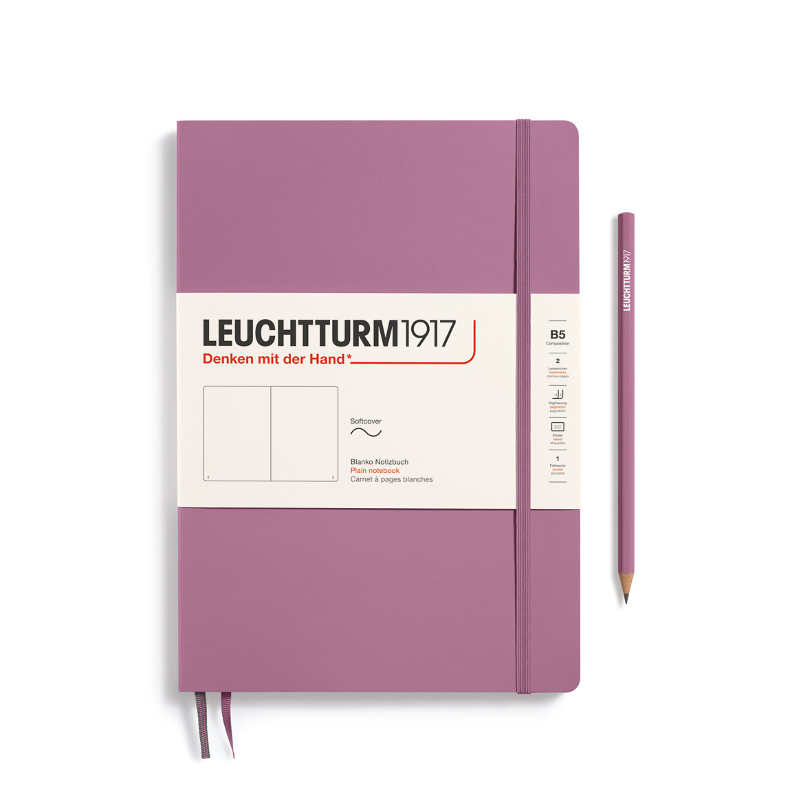 LEUCHTTURM 1917 Carnet de notes Couverture souple Dusty Rose, Composition (B5), 123 p., blanc