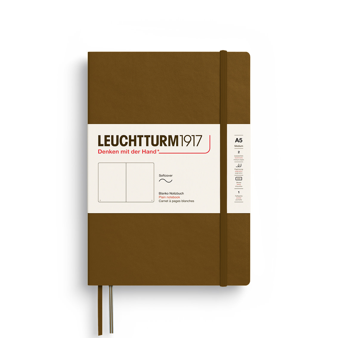 LEUCHTTURM 1917 Carnet De Notes Couverture Souple Spice Brown, Medium (A5), 123 P., Blanc