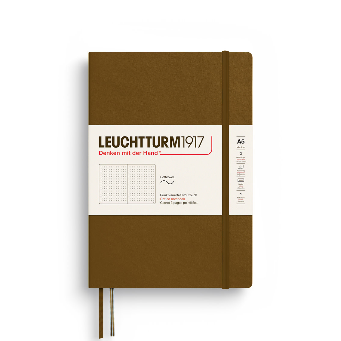 LEUCHTTURM 1917 Carnet De Notes Couverture Souple Spice Brown, Medium (A5), 123 P., Pointillé