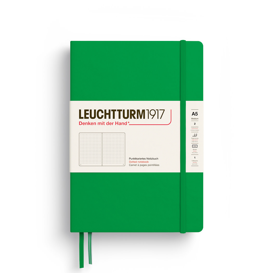 LEUCHTTURM 1917 Carnet De Notes Couverture Rigide Spring Leaf, Medium (A5), 251 P.,Pointillé