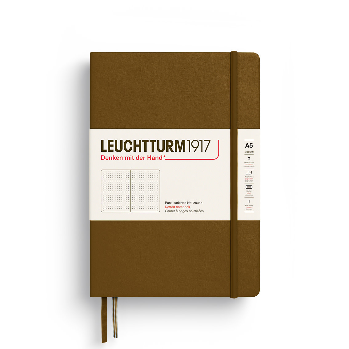 LEUCHTTURM 1917 Carnet De Notes Couverture rigide Spice Brown, Medium (A5), 251 P., Pointillé