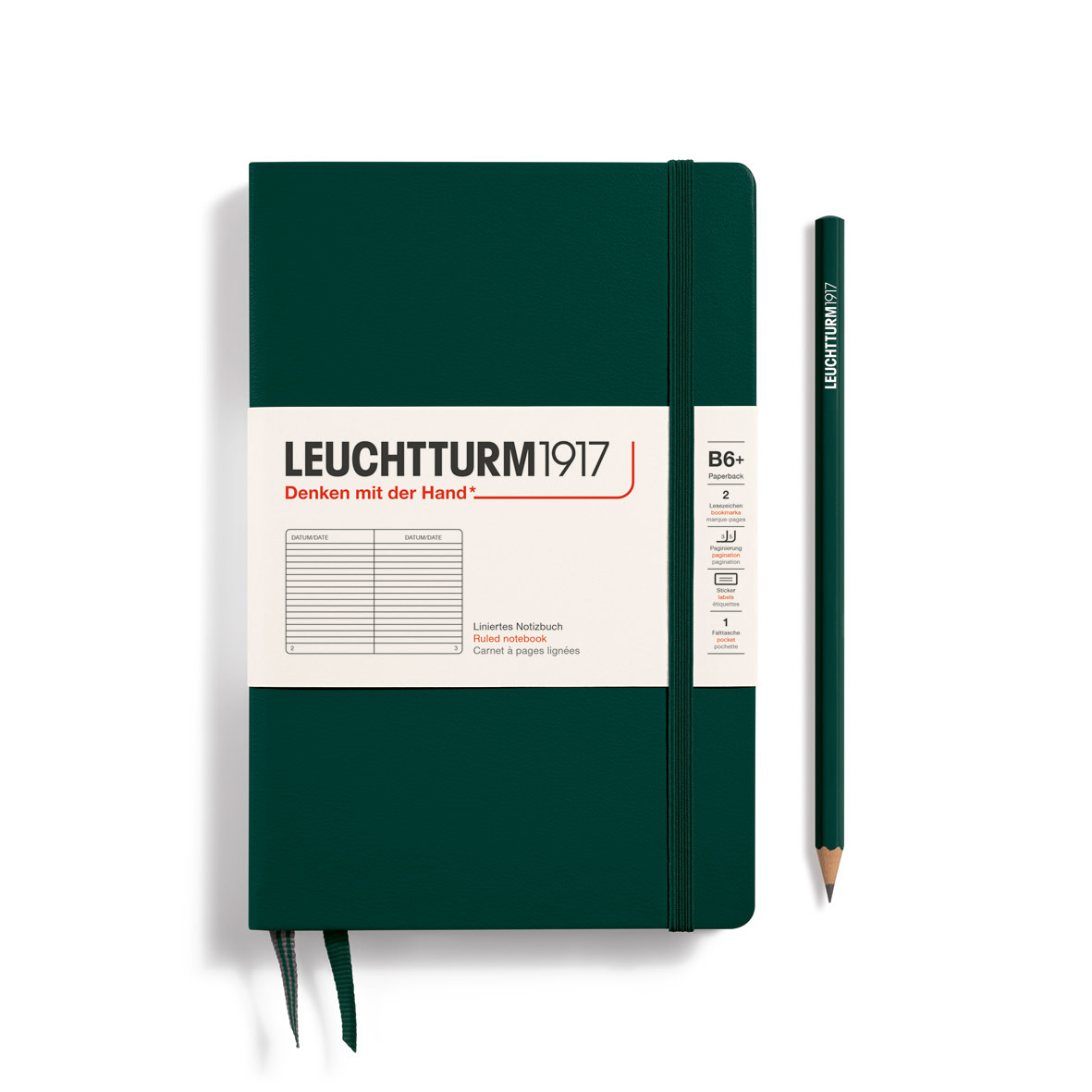 LEUCHTTURM 1917 Carnet de notes Couverture rigide  Forest Green, Paperback (B6+), 219 p., ligné