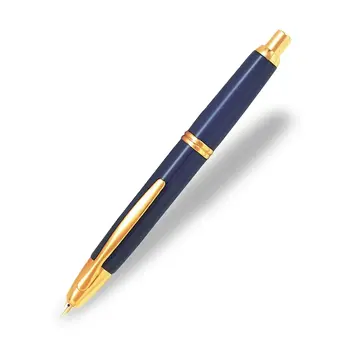 PILOT Capless Stylo plume rétractable Finitions Dorées - Bleu - Plume Moyenne - En Coffret