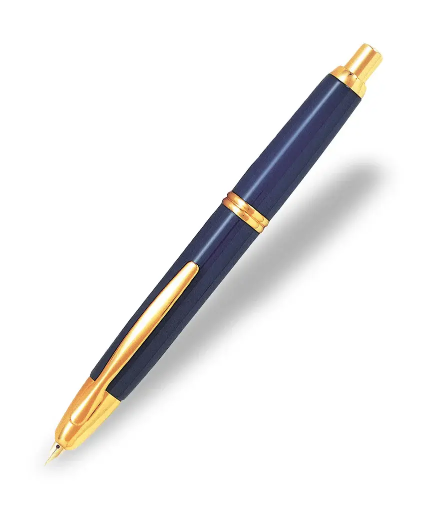 PILOT Capless Stylo plume rétractable Finitions Dorées - Bleu - Plume Moyenne - En Coffret