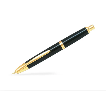PILOT Capless Stylo Plume rétractable Finitions Dorées - Noir - Plume Moyenne - En Coffret