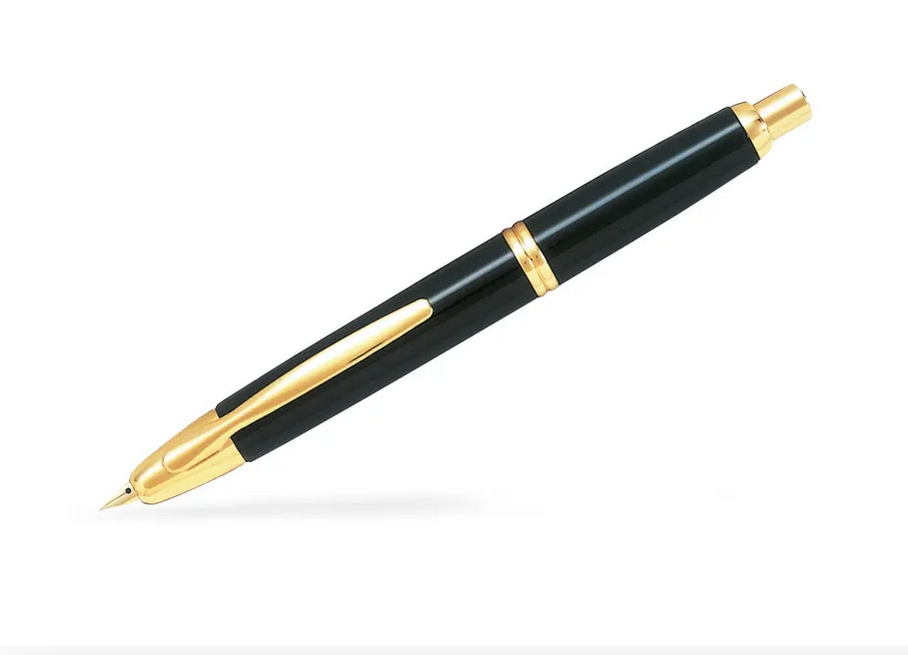 PILOT Capless Stylo Plume rétractable Finitions Dorées - Noir - Plume Moyenne - En Coffret