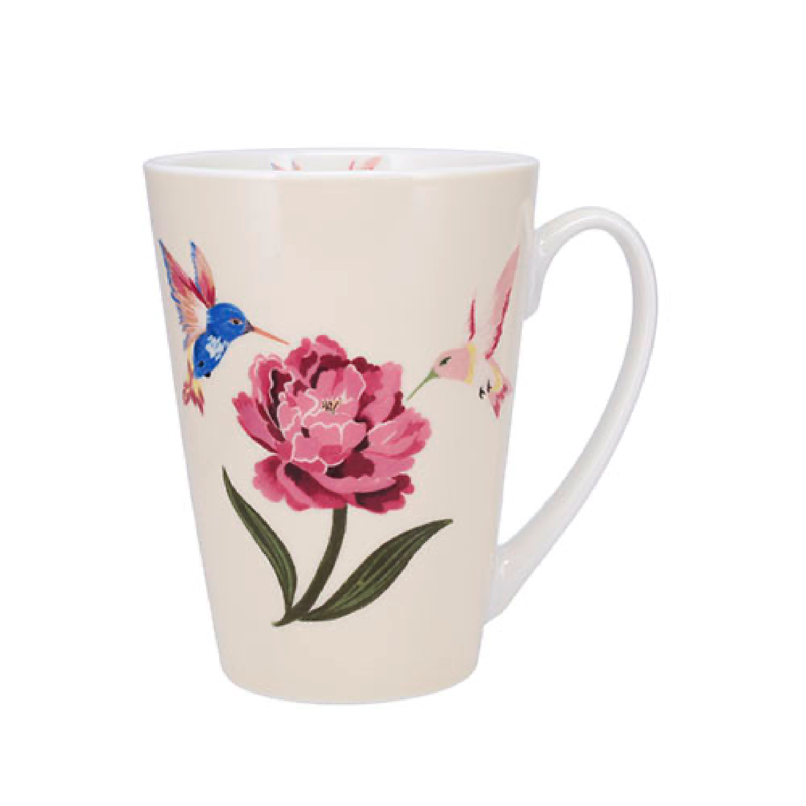 KIUB Mug Xl Conique 500 Ml + Boite Ouverte Pivoines Et Colibris