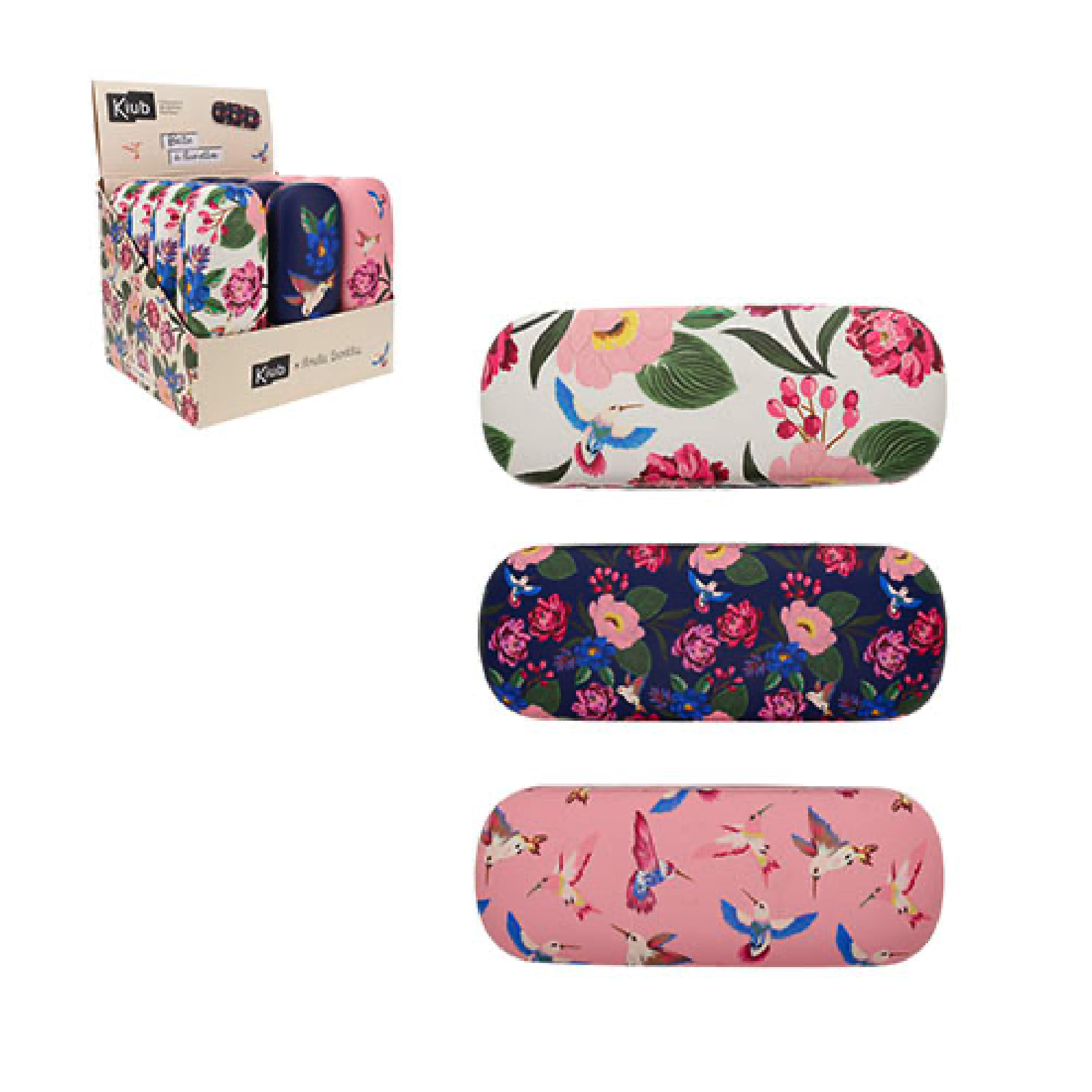 KIUB Boite A Lunettes Rigide Classique Pivoines Et Colibris modèles aléatoires