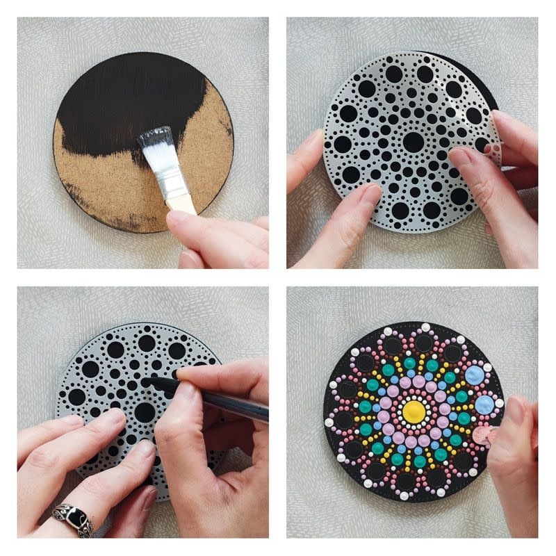 ALADINE Coffret Dot Painting 8 Ronds 10 Cm Certifié Pefc 100%