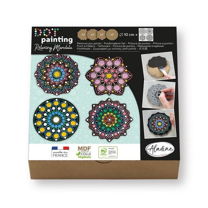 ALADINE Coffret Dot Painting 8 Formes 10 Cm Certifié Pefc 100%
