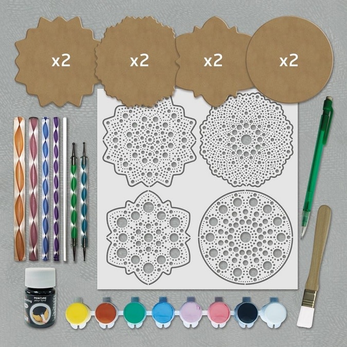 ALADINE Coffret Dot Painting 8 Formes 10 Cm Certifié Pefc 100%