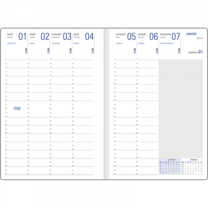 OBERTHUR Agenda à élastique Sakura 25 1 semaine sur 2 pages 17x24,5cm Fleurs Cerisiers
