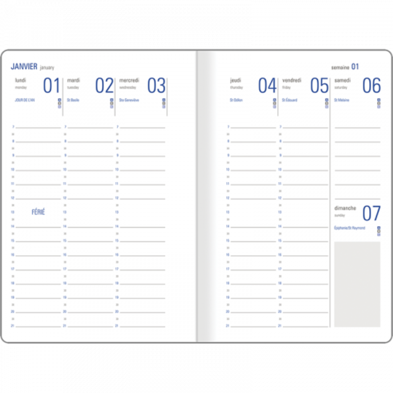 OBERTHUR Agenda de poche à élastique Sakura 15 1 semaine sur 2 pages 10x15cm Vagues