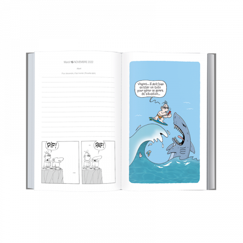 OBERTHUR Agenda Humour Gomme 1 jour par page 13x18cm Noir