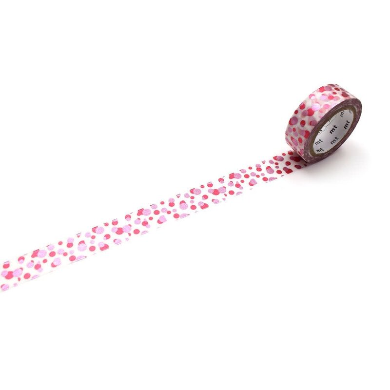 OZ MT 1P Motif pois rose & rouge / scattered dot 1,5cm x7m