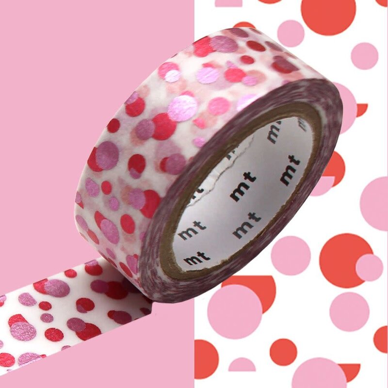OZ MT 1P Motif pois rose & rouge / scattered dot 1,5cm x7m