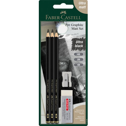 FABER CASTELL Blister Pitt Graphite Matt HB 2B 4B x3