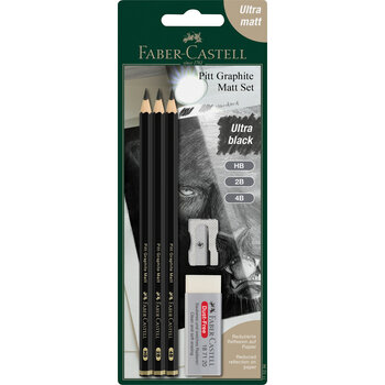 FABER CASTELL Blister Pitt Graphite Matt HB 2B 4B x3