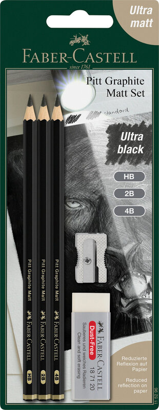 FABER CASTELL Blister Pitt Graphite Matt HB 2B 4B x3