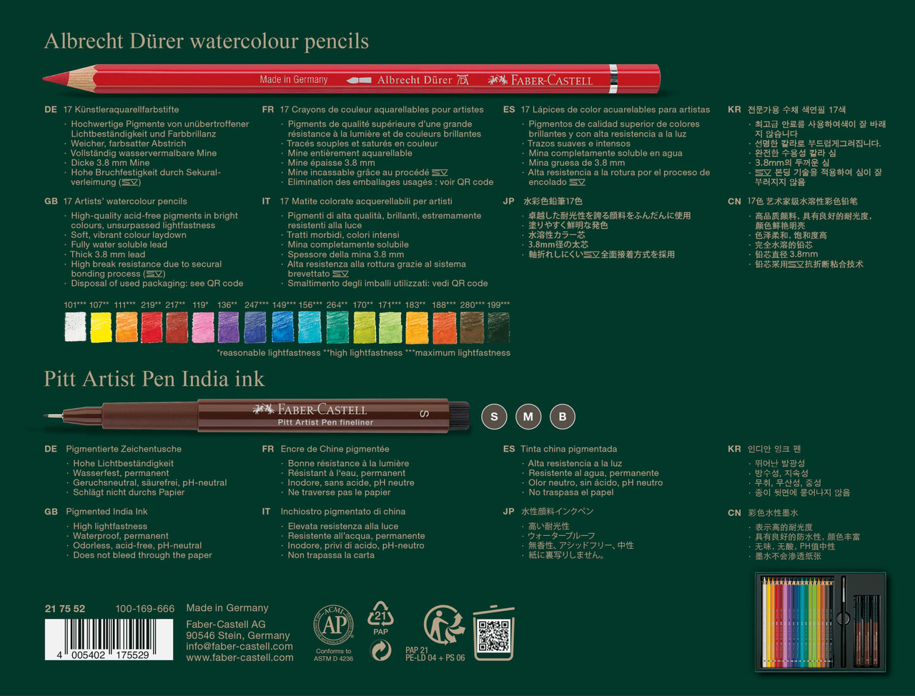 FABER CASTELL Set Albrecht Dürer & Pitt Artist Pen 21x
