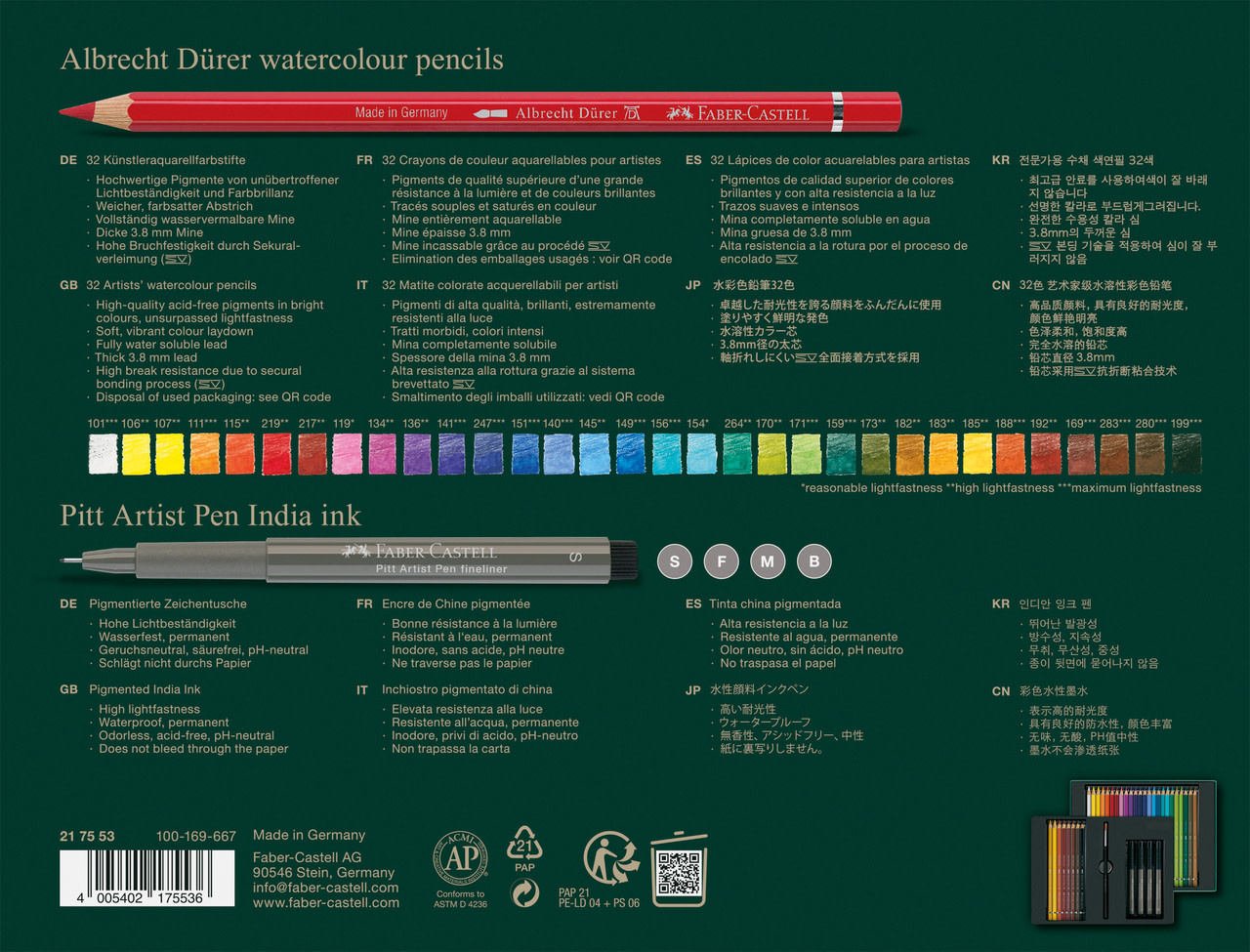 FABER CASTELL Set Albrecht Dürer & Pitt Artist Pen  37x