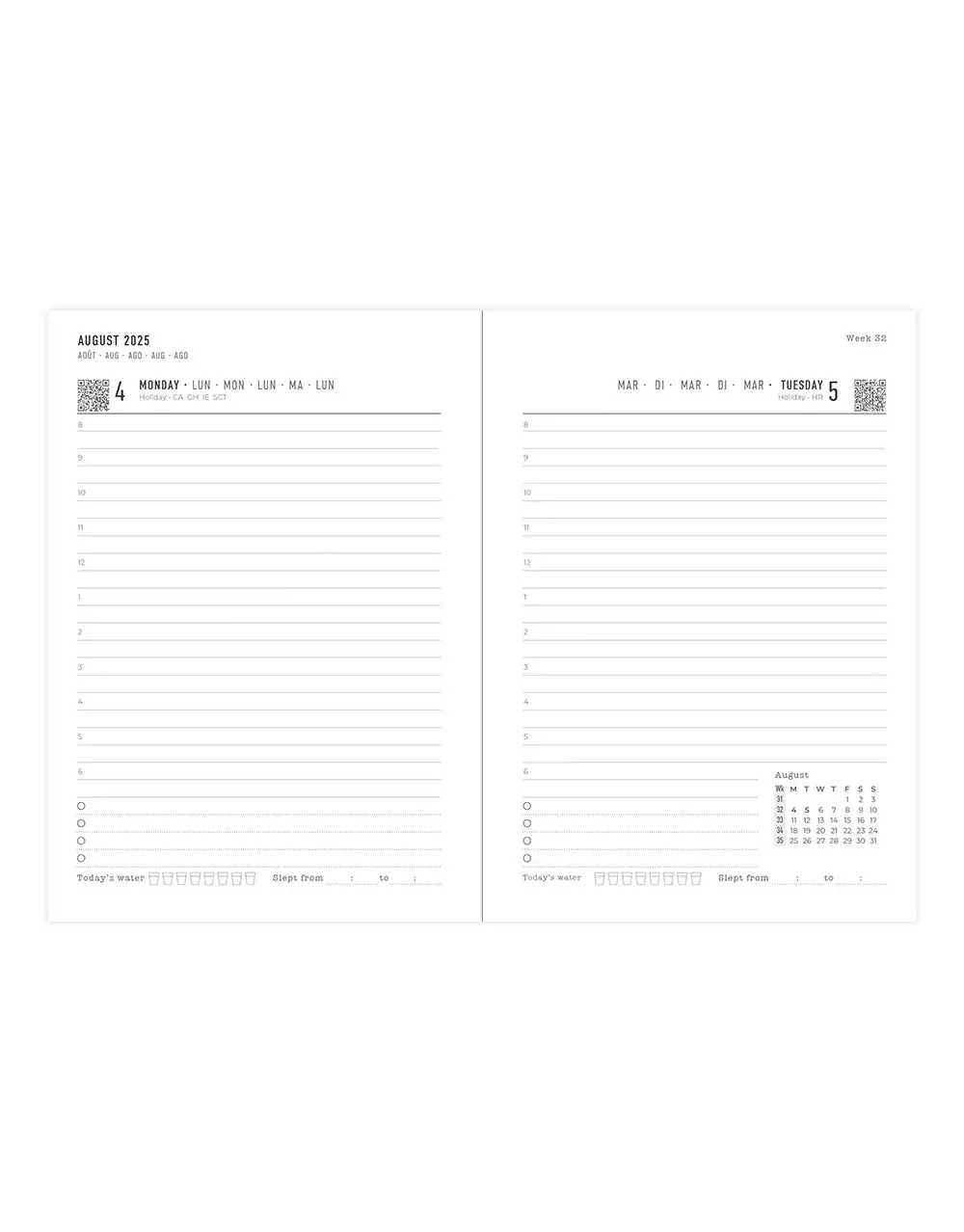 LETTS Bumblebee A6 1 jour par page 2025-2026 - Multilanguage