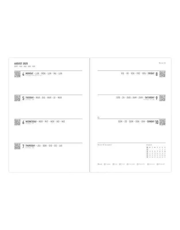 LETTS Spring Valley Vert A6 Semainier horizontal 18-Month 2025-2026 - Multilanguage