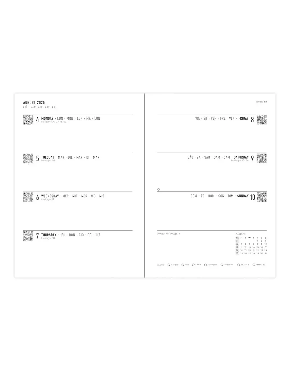 LETTS Spring Valley Vert A6 Semainier horizontal 18-Month 2025-2026 - Multilanguage