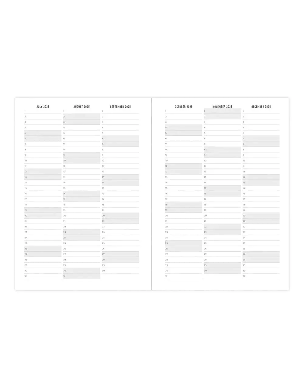 LETTS Spring Valley Vert A6 Semainier horizontal 18-Month 2025-2026 - Multilanguage