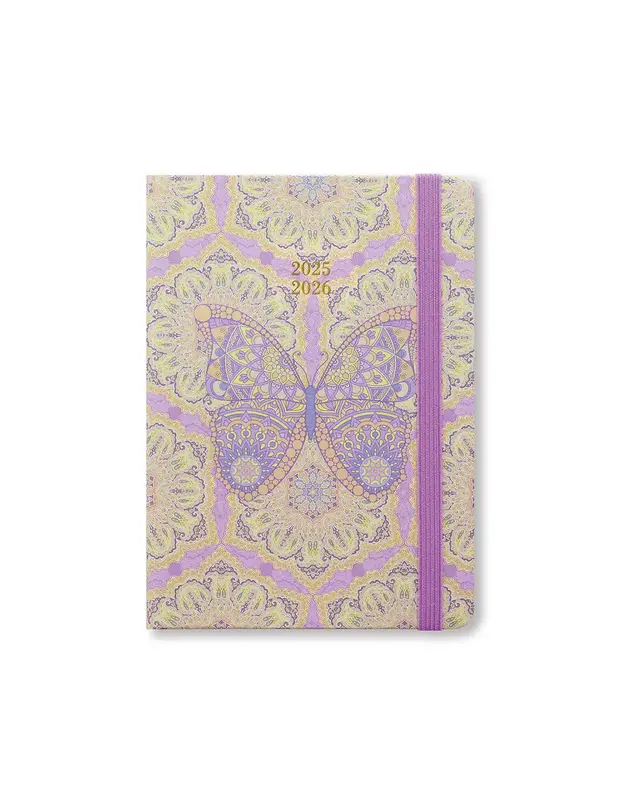 LETTS Paisley Papillon A6 Semainier horizontal 2025-2026 - Multilanguage