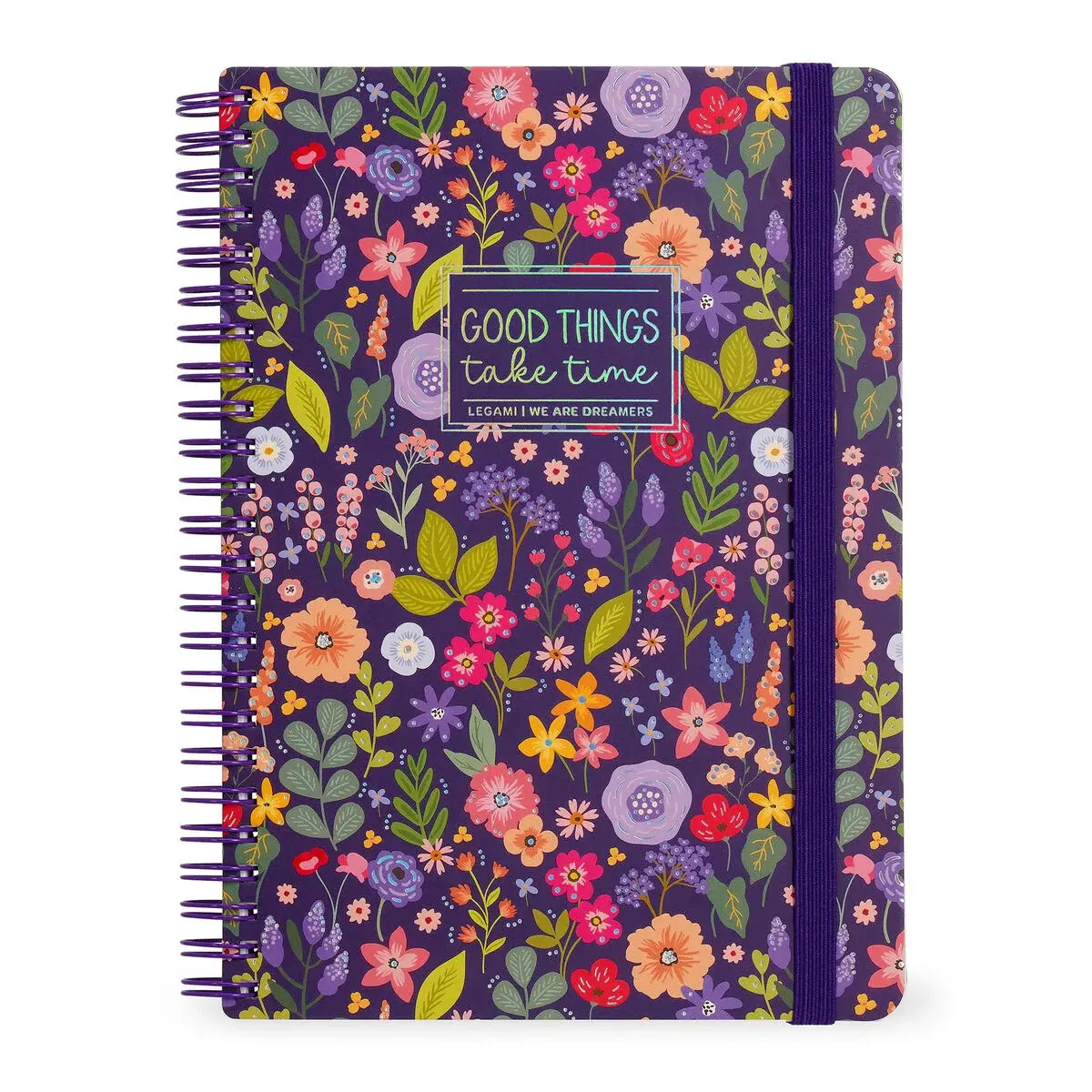 LEGAMI Lined Spiral- Bound Notepad - Spiral Notebook - Maxi - Flowers