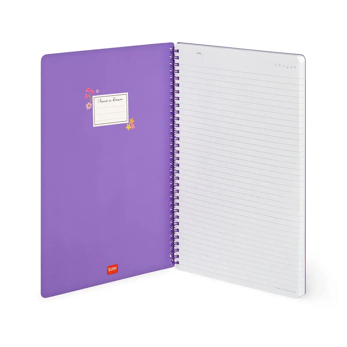LEGAMI Lined Spiral- Bound Notepad - Spiral Notebook - Maxi - Flowers