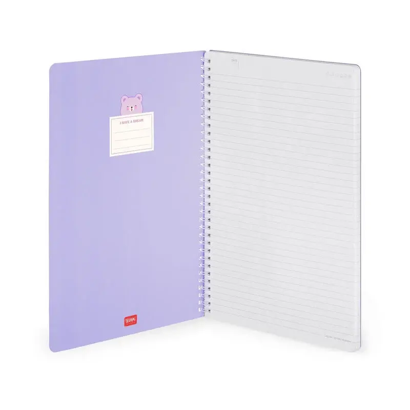 LEGAMI Lined Spiral- Bound Notepad - Spiral Notebook - Maxi - Teddy Bear