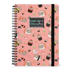 LEGAMI Lined Spiral- Bound Notepad - Spiral Notebook - Maxi - Sushi Cat