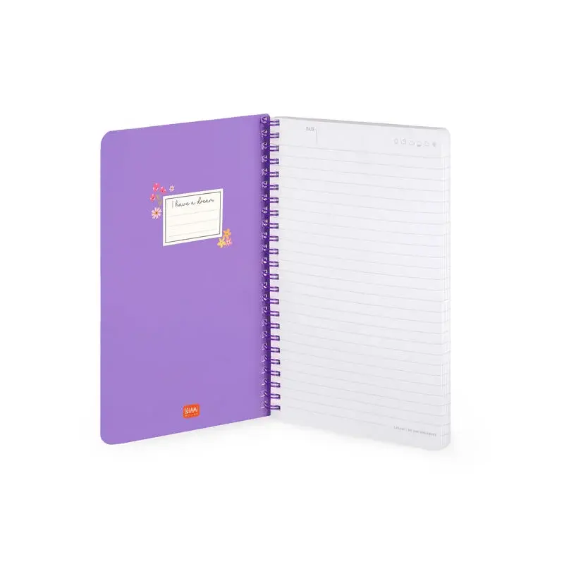 LEGAMI Lined Spiral- Bound Notepad - Spiral Notebook - Large - Flowers