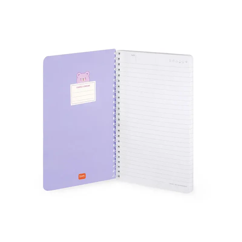 LEGAMI Lined Spiral- Bound Notepad - Spiral Notebook - Large - Teddy Bear