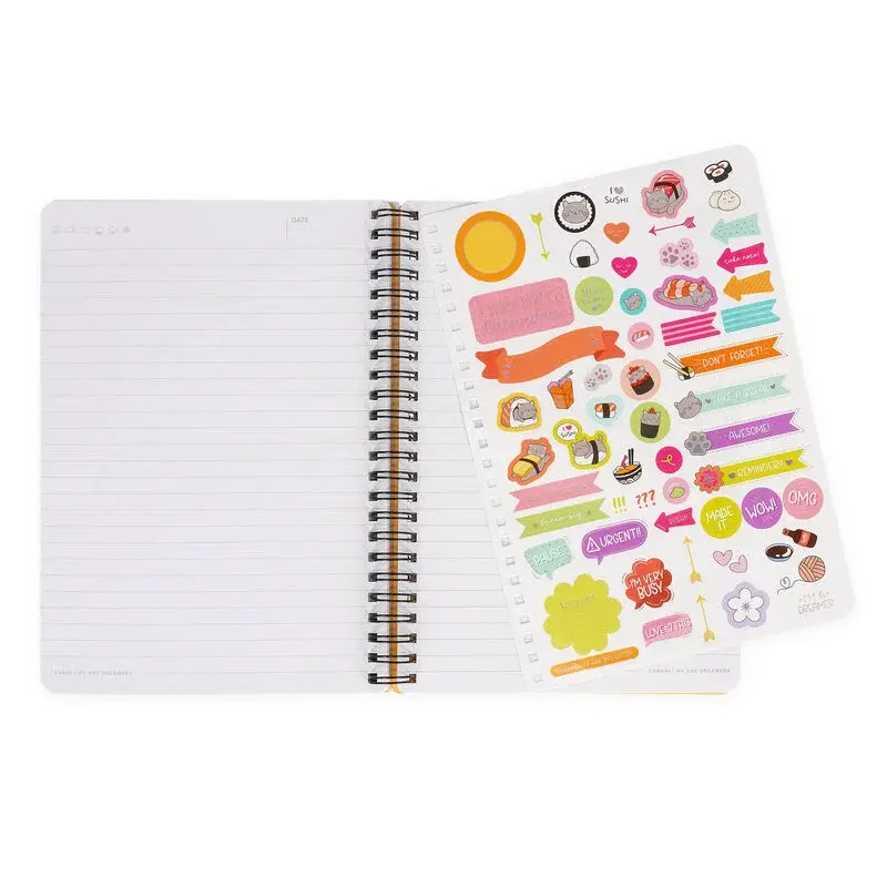 LEGAMI Lined Spiral- Bound Notepad - Spiral Notebook - Large - Sushi Cat